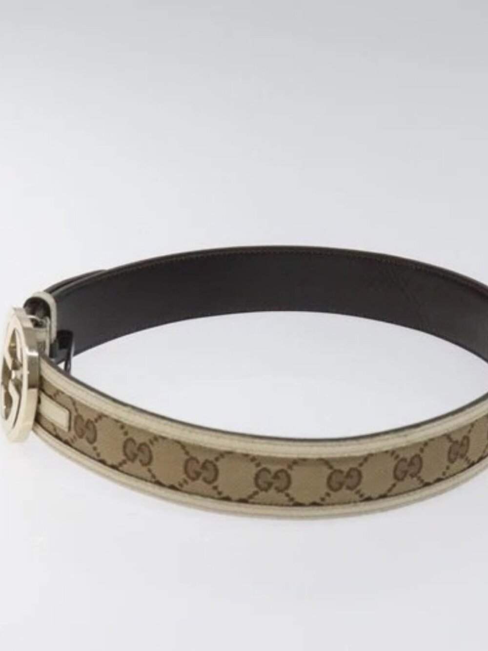 GUCCI GG Canvas Belt 35.4" Beige 114876 Auth hk2325 - Picture 3 of 10